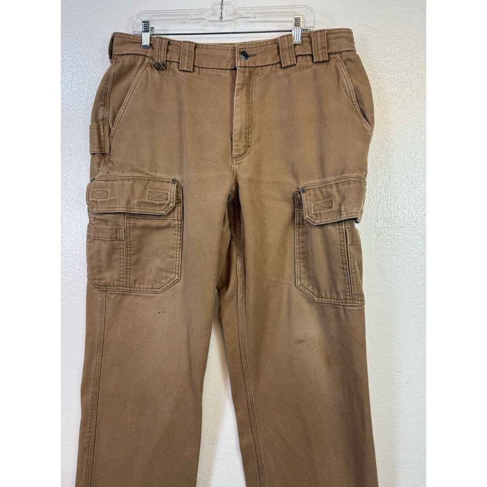 Duluth Trading Canvas Cargo Pants Mens 38x34 (36x32)Tan Relaxed‎ Fit Workwear
